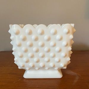 Vintage Hobnail Milk Glass Planter
